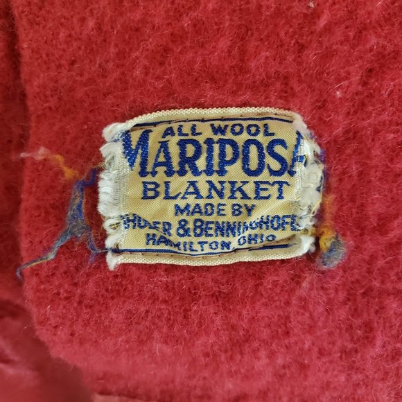 SOLD Mariposa Wool Blanket Shuler & Benninghofen All Wool Red Satin Edge 73x85 - Picture 9 of 11